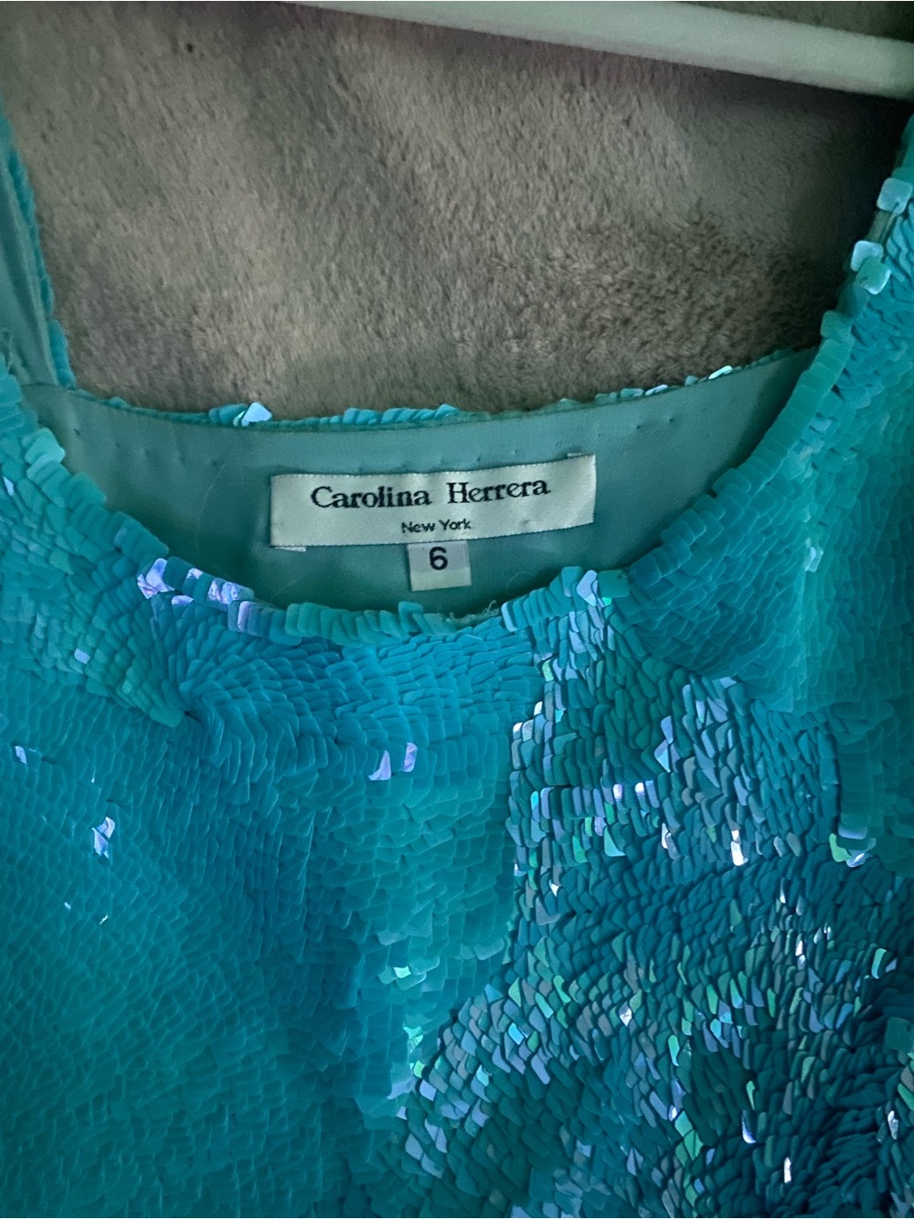 Carolina Herrera Turquoise Sequin Camisole - Picture 2 of 2